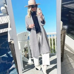 BURU Pink Label Clothing Swing Coat Knee Length - Midnight Stripe Knit 19 BURU Pink Label Clothing Swing Coat Knee Length - Midnight Stripe Knit