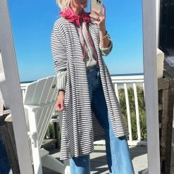 BURU Pink Label Clothing Swing Coat Knee Length - Midnight Stripe Knit 16 BURU Pink Label Clothing Swing Coat Knee Length - Midnight Stripe Knit