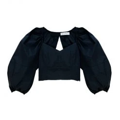 BURU Pink Label Tops Balloon Sleeve Bustier - Black