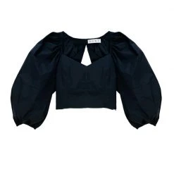 BURU Pink Label Tops Balloon Sleeve Bustier - Black