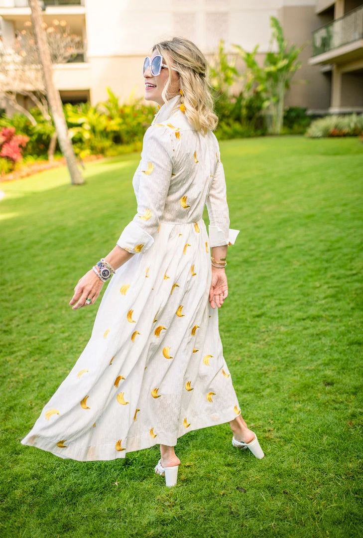 BURU Pink Label Long Sleeve Placket Front Shirtdress - Bananas NMF 5 BURU Pink Label Long Sleeve Placket Front Shirtdress - Bananas NMF