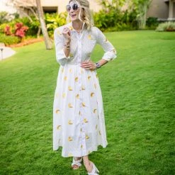 BURU Pink Label Long Sleeve Placket Front Shirtdress - Bananas NMF 16 BURU Pink Label Long Sleeve Placket Front Shirtdress - Bananas NMF