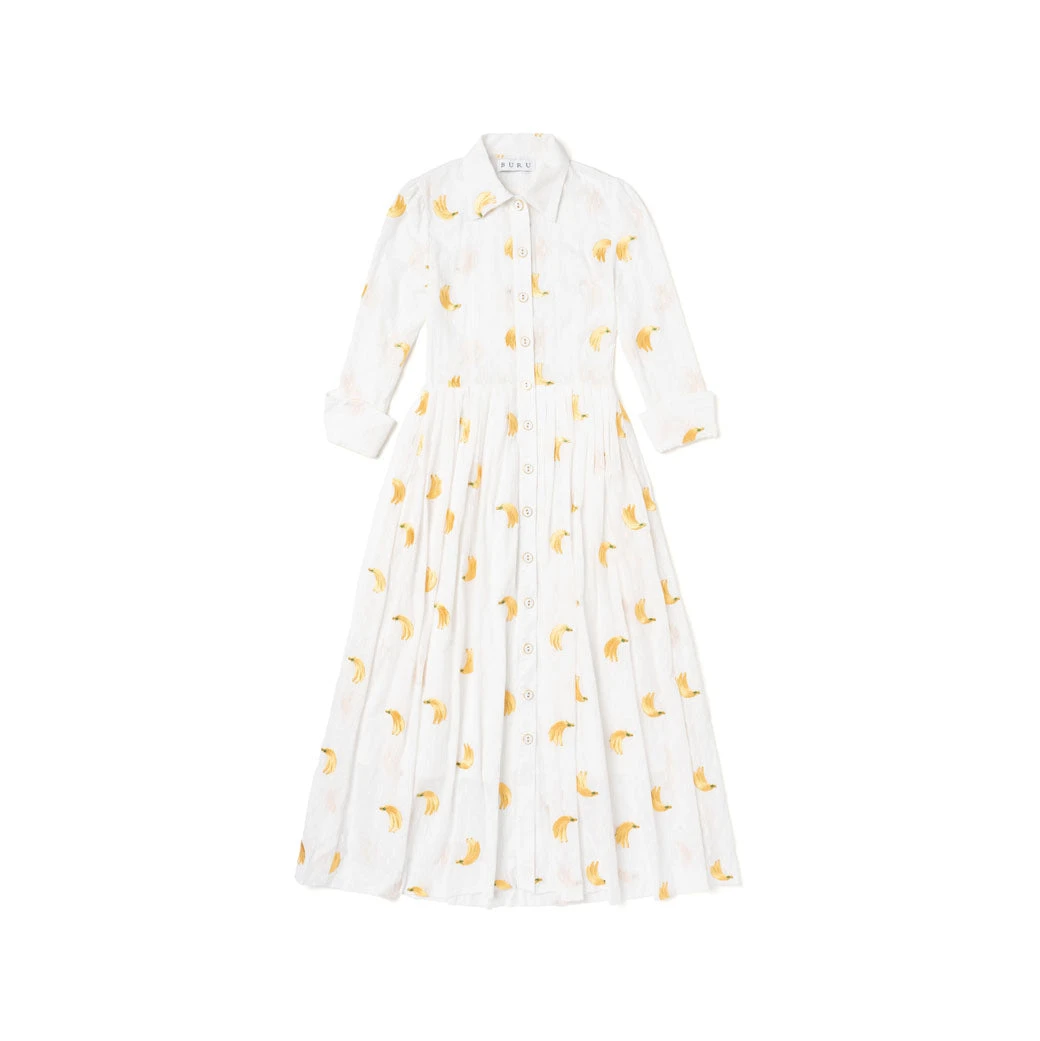 BURU Pink Label Long Sleeve Placket Front Shirtdress - Bananas NMF 10 BURU Pink Label Long Sleeve Placket Front Shirtdress - Bananas NMF
