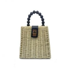 Buru Accessories Beaded Handle Basket Bag - Natural