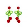 Buru Accessories Beaded Bows & Cherry Earrings - Red