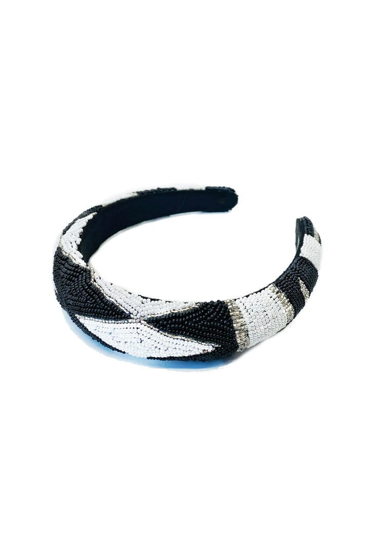BURU Accessories Hand Beaded Headband - Black 3 BURU Accessories Hand Beaded Headband - Black