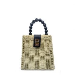 Buru Accessories Beaded Handle Basket Bag - Natural