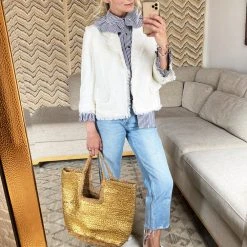 BURU Pink Label Boxy Blazer - Ivory Tweed Outerwear