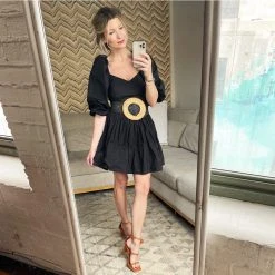 BURU Pink Label Tops Balloon Sleeve Bustier - Black