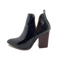 Buru Accessories Elevated Ankle Booties- Black Faux Croc - Final Sale