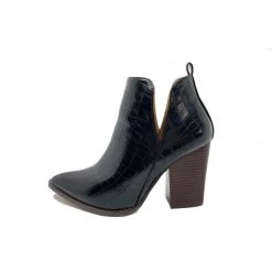 Buru Accessories Elevated Ankle Booties- Black Faux Croc - Final Sale