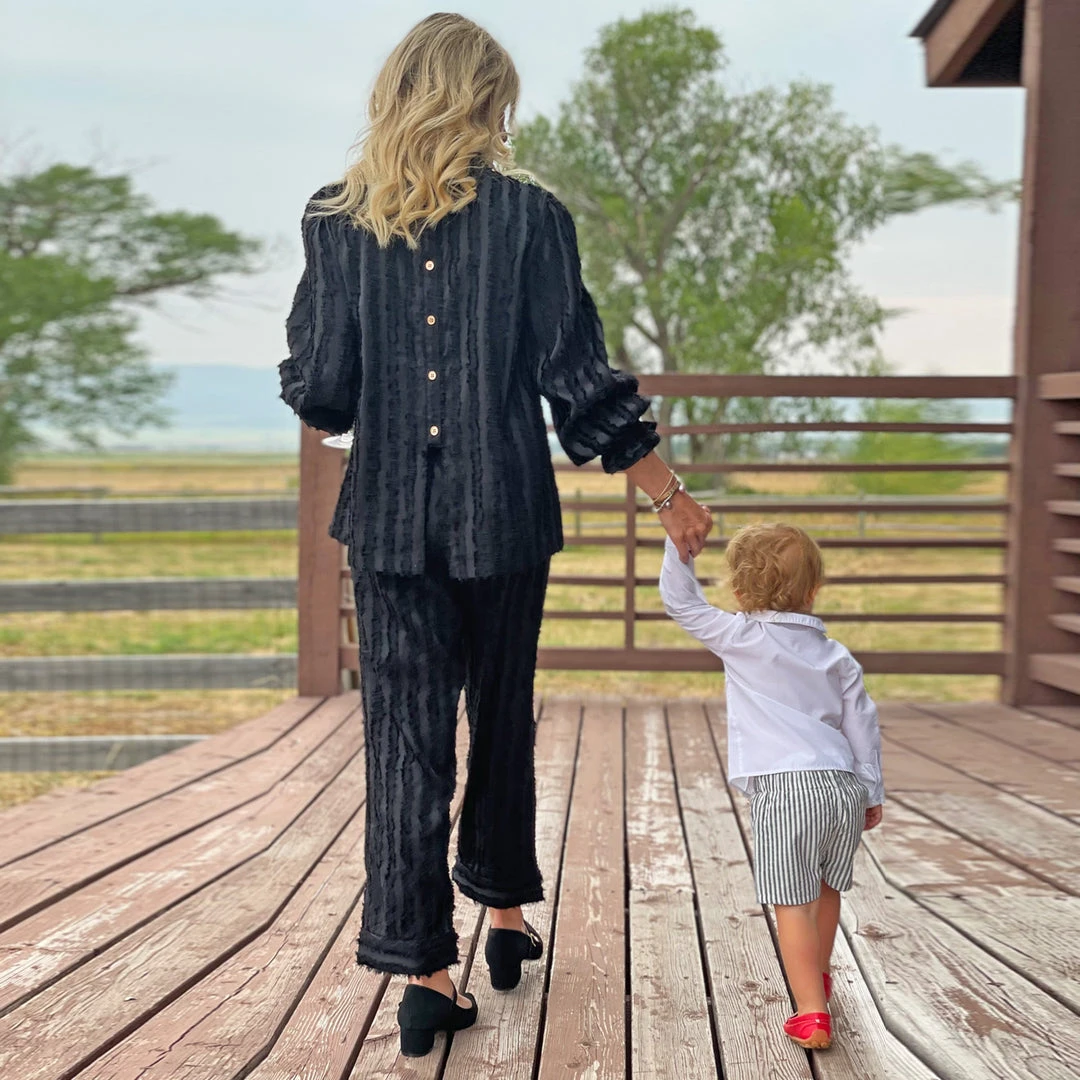 BURU White Label Tops Long Sleeve Mod Top - Black Fringe 16 BURU White Label Tops Long Sleeve Mod Top - Black Fringe