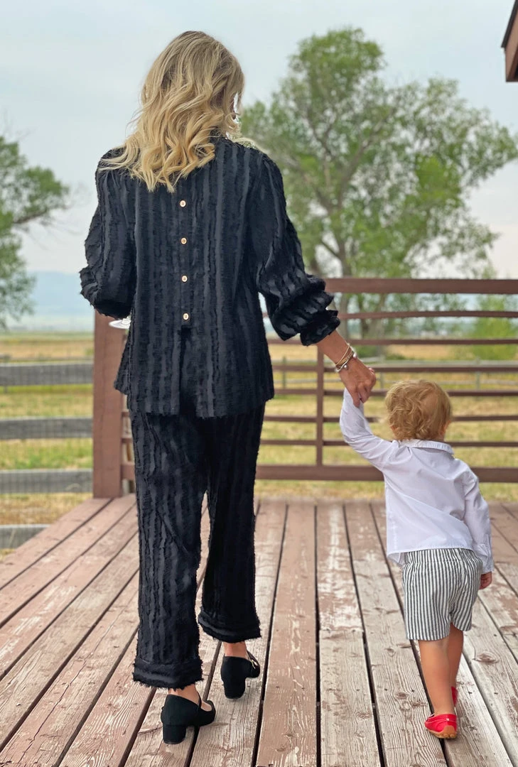 BURU White Label Tops Long Sleeve Mod Top - Black Fringe 7 BURU White Label Tops Long Sleeve Mod Top - Black Fringe