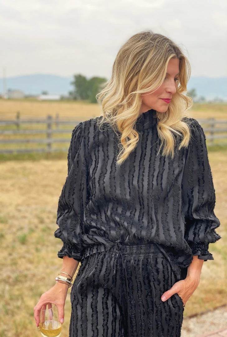 BURU White Label Tops Long Sleeve Mod Top - Black Fringe 4 BURU White Label Tops Long Sleeve Mod Top - Black Fringe