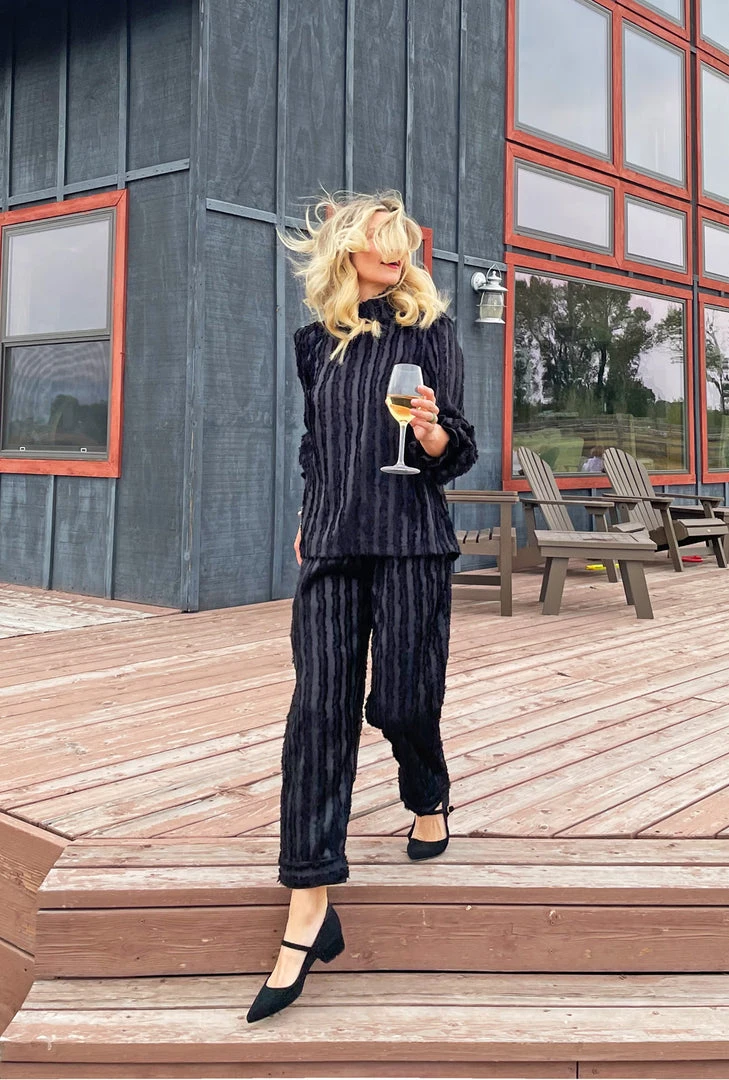 BURU White Label Tops Long Sleeve Mod Top - Black Fringe 6 BURU White Label Tops Long Sleeve Mod Top - Black Fringe