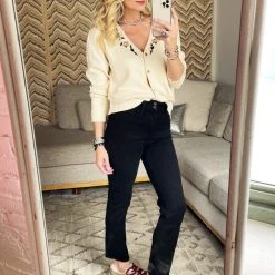 BURU White Label Clothing Distressed Straight Leg Jeans - Black Denim