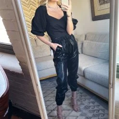 BURU White Label Vegan Leather Joggers - Black Clothing 11 BURU White Label Vegan Leather Joggers - Black Clothing