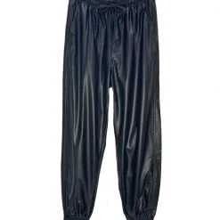 BURU White Label Vegan Leather Joggers - Black Clothing