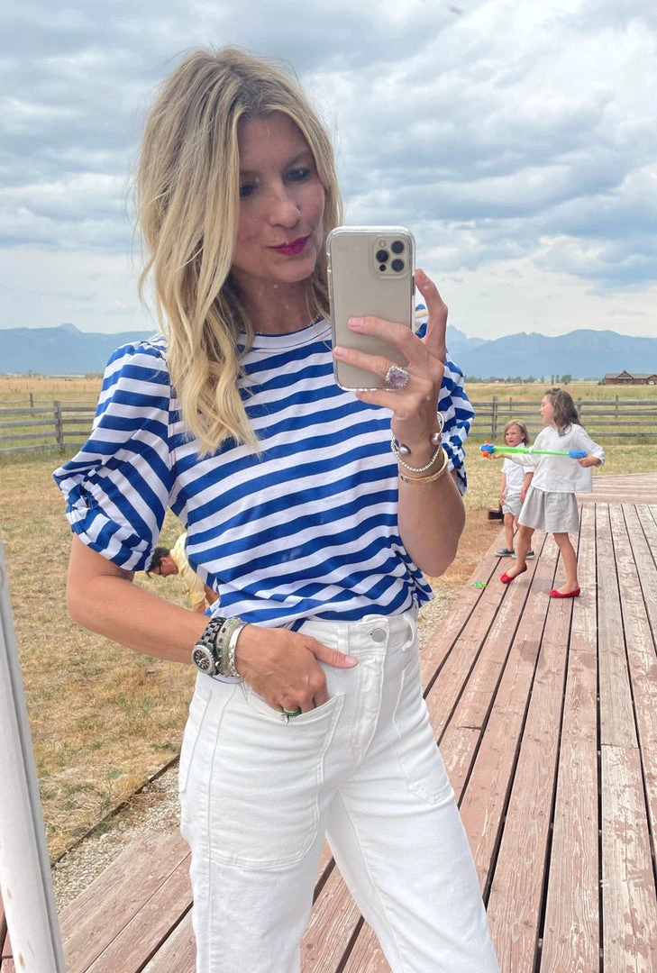 BURU White Label Tops Sivas Statement Tee - Blue & White Stripe 4 BURU White Label Tops Sivas Statement Tee - Blue & White Stripe