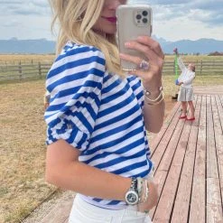 BURU White Label Tops Sivas Statement Tee - Blue & White Stripe 9 BURU White Label Tops Sivas Statement Tee - Blue & White Stripe