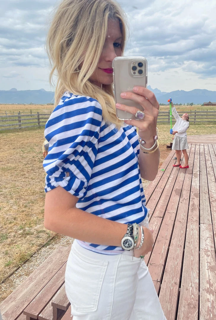 BURU White Label Tops Sivas Statement Tee - Blue & White Stripe 5 BURU White Label Tops Sivas Statement Tee - Blue & White Stripe