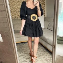 BURU Pink Label Tops Balloon Sleeve Bustier - Black