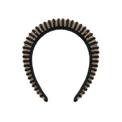 BURU Accessories Beaded Headband - Black & Gold Stripe 7 BURU Accessories Beaded Headband - Black & Gold Stripe