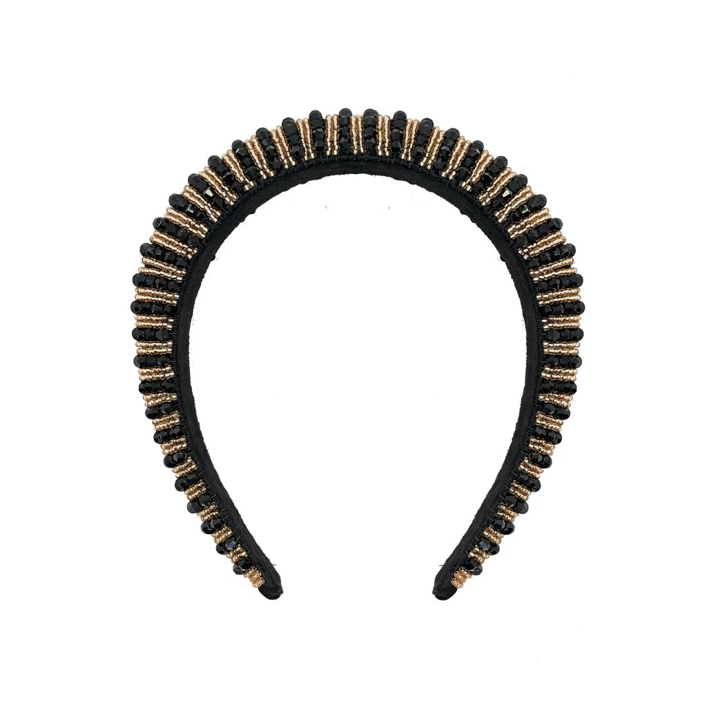 BURU Accessories Beaded Headband - Black & Gold Stripe 5 BURU Accessories Beaded Headband - Black & Gold Stripe