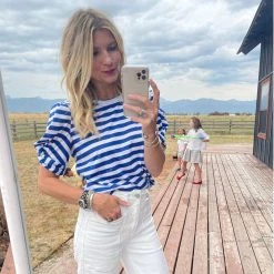 BURU White Label Tops Sivas Statement Tee - Blue & White Stripe 10 BURU White Label Tops Sivas Statement Tee - Blue & White Stripe