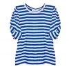 BURU White Label Tops Sivas Statement Tee - Blue & White Stripe