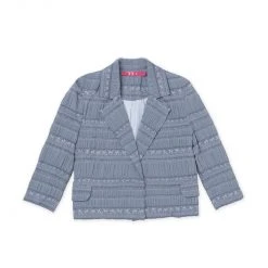 BURU Pink Label BURU Pink Label-Made In The USA Boxy Blazer - Blue Textured Rose