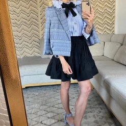 BURU Pink Label BURU Pink Label-Made In The USA Boxy Blazer - Blue Textured Rose