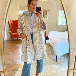 BURU Pink Label Reversible Car Coat - Blue Ticking & Floral Tops 24 BURU Pink Label Reversible Car Coat - Blue Ticking & Floral Tops