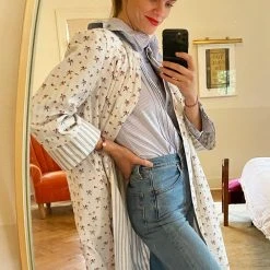 BURU Pink Label Reversible Car Coat - Blue Ticking & Floral Tops 26 BURU Pink Label Reversible Car Coat - Blue Ticking & Floral Tops