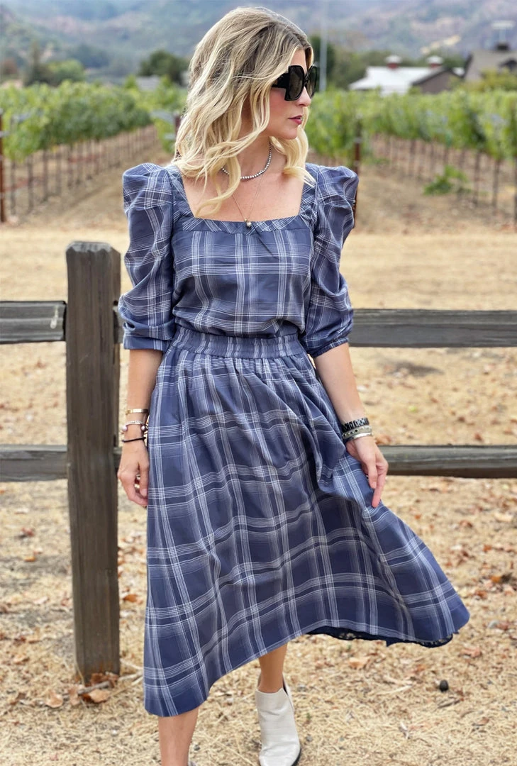 BURU Pink Label Everyday Skirt Tea Length - Cornflower Blue - PRE-SALE 6 BURU Pink Label Everyday Skirt Tea Length - Cornflower Blue - PRE-SALE