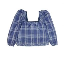 BURU Pink Label Clothing Square Neck Long Sleeve Top - Cornflower Blue