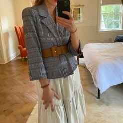 BURU Pink Label BURU Pink Label-Made In The USA Boxy Blazer - Blue Textured Rose