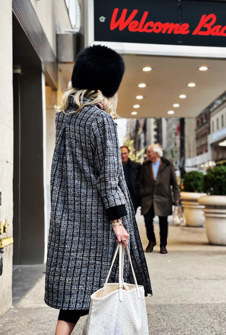 BURU Pink Label Clothing Black Friday Swing Coat - Blue Sparkle Tweed 6 BURU Pink Label Clothing Black Friday Swing Coat - Blue Sparkle Tweed