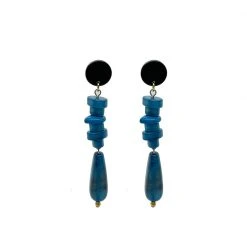 Buru Accessories Stacked Stone Earrings - Blue