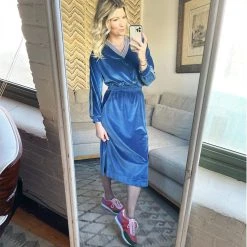 BURU White Label Track Dress - Blue Clothing