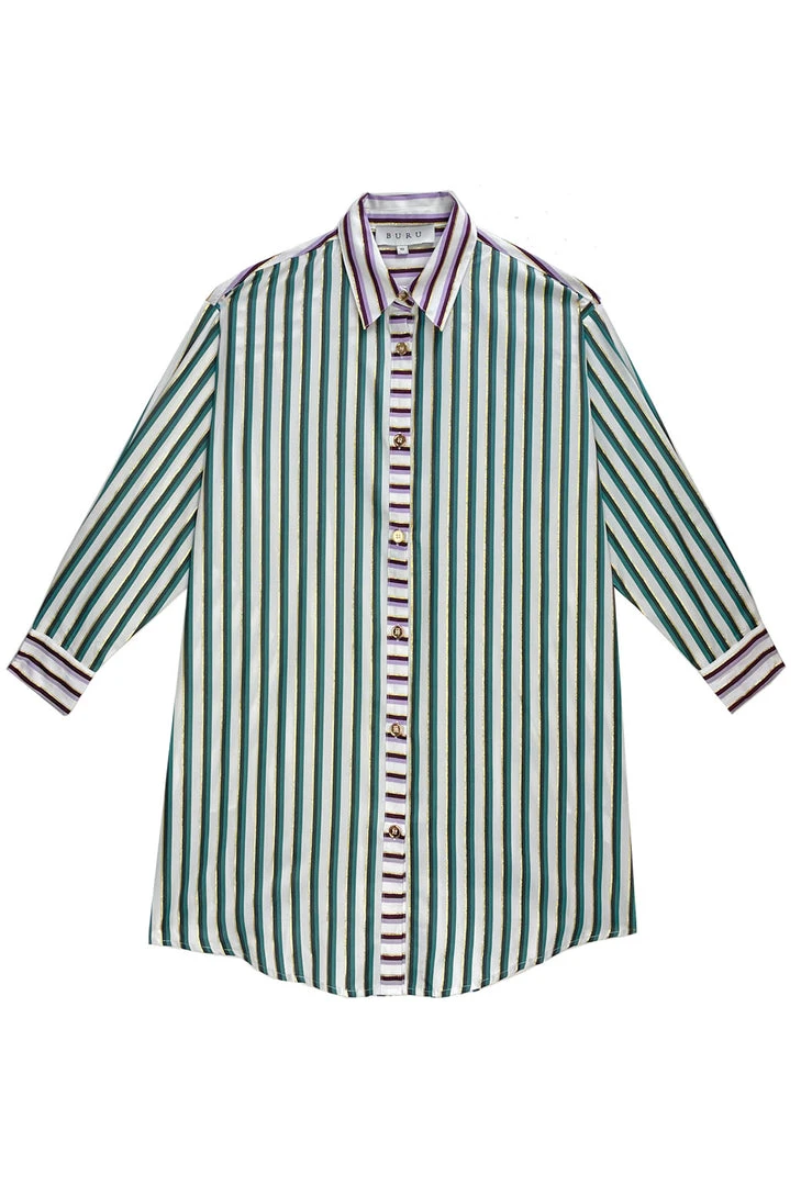 BURU White Label Clothing Boyfriend Shirtdress - Lilac, Jade & Gold 3 BURU White Label Clothing Boyfriend Shirtdress - Lilac, Jade & Gold
