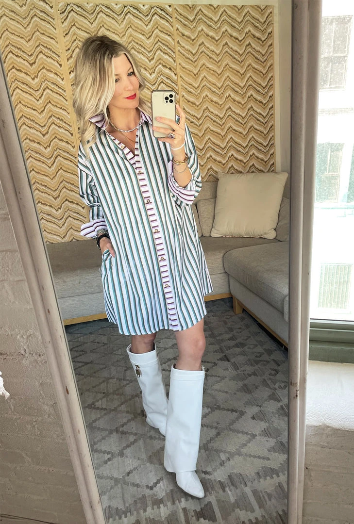 BURU White Label Clothing Boyfriend Shirtdress - Lilac, Jade & Gold 4 BURU White Label Clothing Boyfriend Shirtdress - Lilac, Jade & Gold