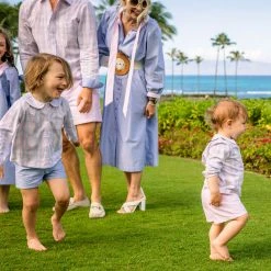 BURU Pink Label Children's Peter Pan Collar Shirt - Blue & Pink Poplin Plaid