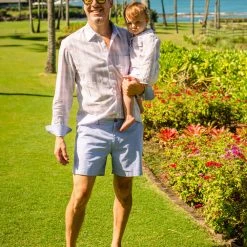 BURU Pink Label Dad Shirt - Pink & Blue Poplin Plaid