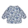 BURU White Label Button Sleeve Blouse - Blue Leaves