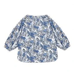 BURU White Label Button Sleeve Blouse - Blue Leaves