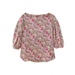 BURU White Label Button Sleeve Blouse - Pink Floral Tops
