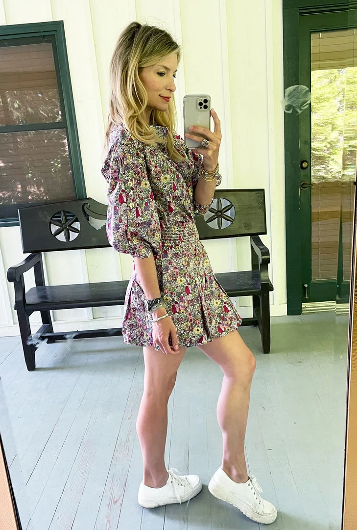 BURU White Label Smocked Waist Mini Skirt - Pink Floral 5 BURU White Label Smocked Waist Mini Skirt - Pink Floral