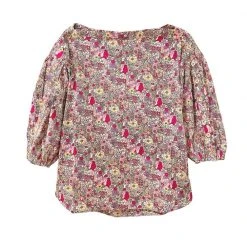 BURU White Label Button Sleeve Blouse - Pink Floral Tops