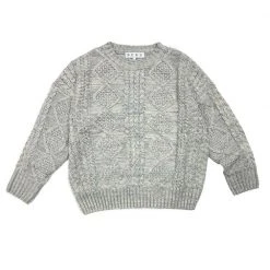 BURU White Label Clothing Cable Knit Fisherman Sweater - Grey